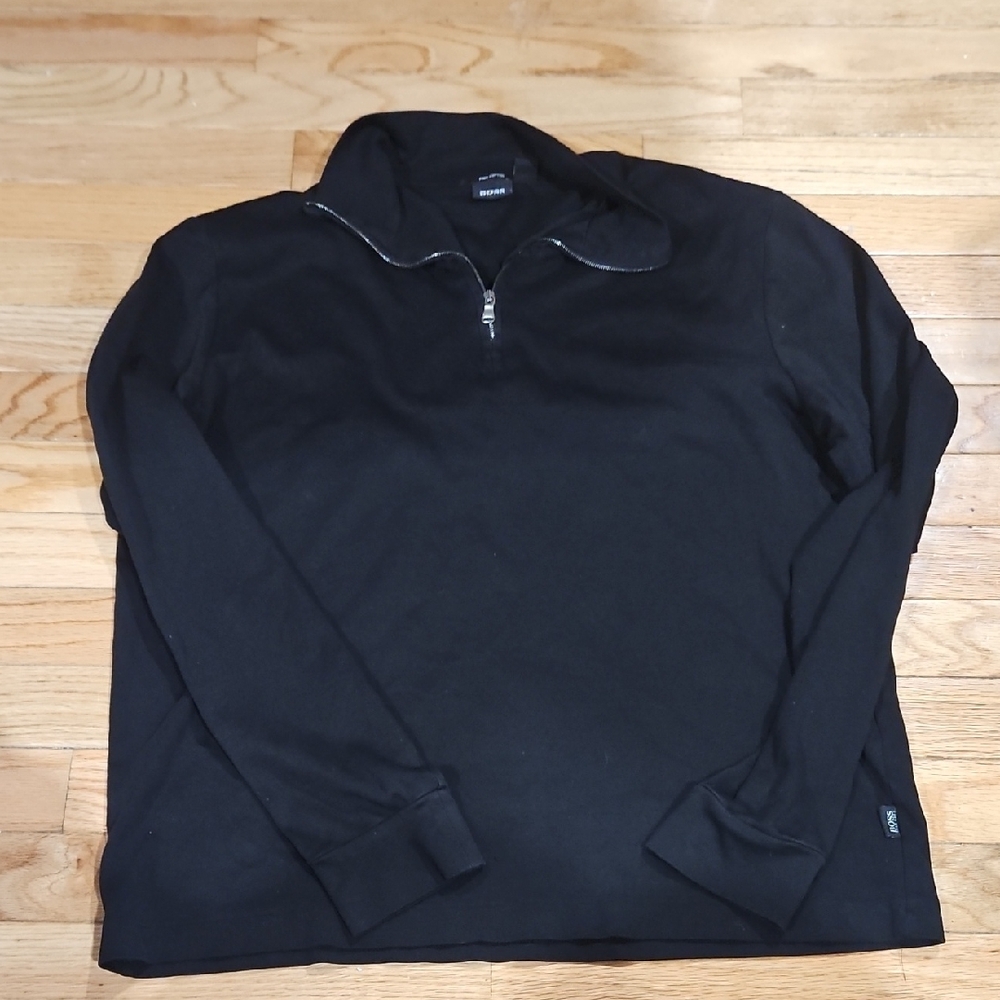 Hugo Boss Pima Cotton Black Quarter-Zip Pullover Size L